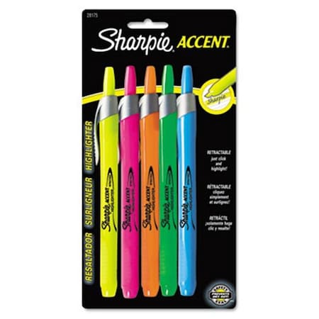 Sanford Sanford Ink 28175PP Retractable Highlighters  Chisel Tip  Assorted Fluorescent Colors  5/Set 28175PP